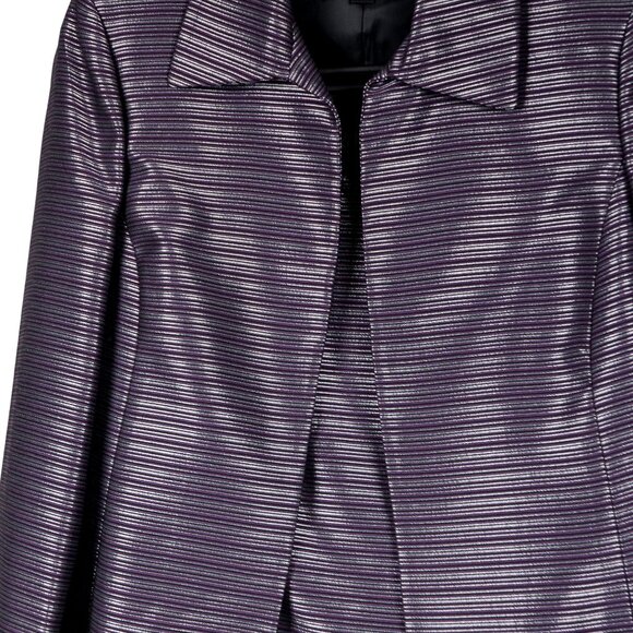 Kasper Blazer Jacket Tank Set 6 Women Purple Silver Striped Career Metallic - Picture 3 of 9